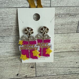 Beaded Pink and Yellow Earrings